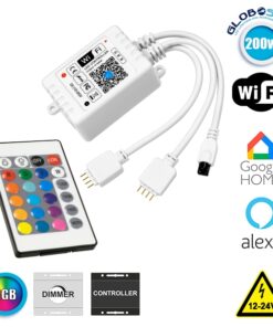 Wi-Fi RGB Controller Dimmer με Τηλεχειριστήριο IR και 2 Εξόδους Globostar 100W/200W – 73411
