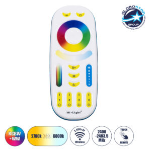 GloboStar® 73434 Mi-Light MiBOXER FUT092 – Ασύρματο Χειριστήριο Αφής έως 4 Group RF 2.4GHz 433MHz RGBW+WW Smart Touch Panel 4-Zone