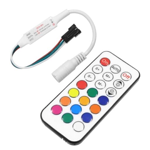 GloboStar® 73441 Ασύρματος LED Mini Dream-Color Magic Digital RGBW Controller με Χειριστήριο RF 21 Keys για LED Digital RGBW Προϊόντα 5v – 12v – 24v 2048 IC