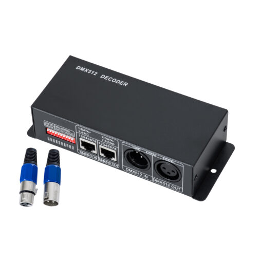 GloboStar® 73490 DC DMX Dimmer High Speed Controller / Decoder 3 Καναλιών DC 12-24V 3 x 8A 192W – Max 24A 576W – IP20 Μ16 x Π9 x Υ6cm – 2 Χρόνια Εγγύηση