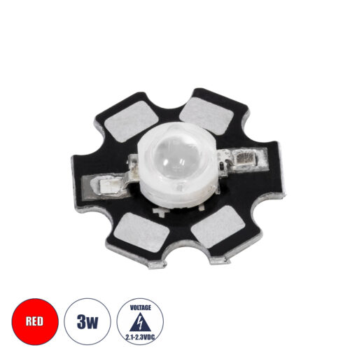 GloboStar® 73747 High Power Star LED – Υψηλής Ισχύος Star LED 3W DC 3.2V Κόκκινο Φ2 x Υ0.6cm – 2 Χρόνια Εγγύηση