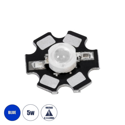 GloboStar® 73754 High Power Star LED – Υψηλής Ισχύος Star LED 5W DC 3.2V Μπλε Φ2 x Υ0.6cm – 2 Χρόνια Εγγύηση
