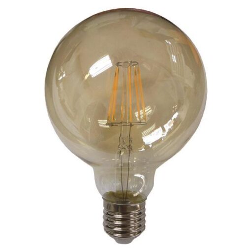 ΛΑΜΠΑ LED ΓΛΟΜΠΟΣ G125 FILAMENT 8W Ε27 2400K 220-240V GOLD GLASS DIMMABLE EUROLAMP 147-78771