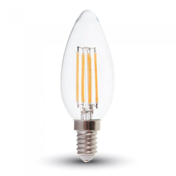 LED Λάμπα E14 Κεράκι 6W Filament V-TAC Φυσικό Λευκό 4000K – 217424