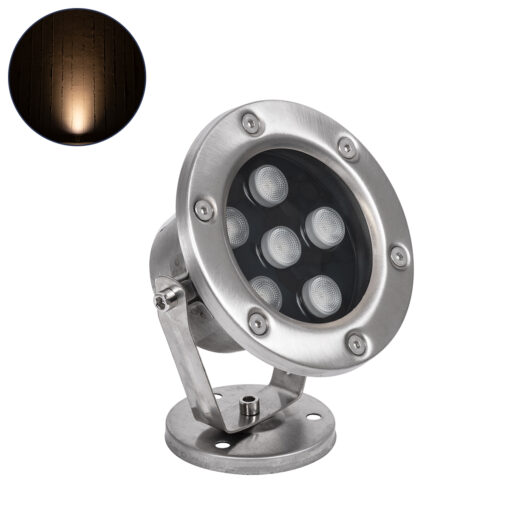 GloboStar® UNDERWATER-DINA 90676 Υποβρύχιο Φωτιστικό Σποτ Ειδικό για Σιντριβάνια LED 6W 660lm 30° DC 24V Αδιάβροχο IP68 Φ12 x Υ14cm Θερμό Λευκό 3000K – Ανοξείδωτο Ατσάλι – 3 Years Warranty