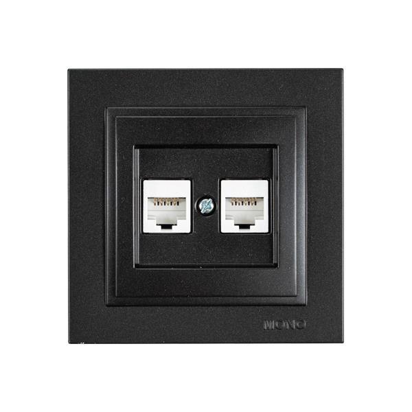 ΠΡΙΖΑ DATA CAT 6 RJ 45 ΔΙΠΛΗ ΜΑΥΡΟ EUROLAMP – 152-10341