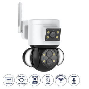 GloboStar® 86076 Επιτοίχια Κάμερα Πρίζας WiFi HD 1080P 350° Διπλή Κατέυθυνση Ομιλίας & Ανιχνευτή Κίνησης – Απομακρυσμένος Έλεγχος – Αδιάβροχη IP65 – Λευκό Μαύρο – Μ15 x Π14.5 x Y15cm – 2 Χρόνια Εγγύηση