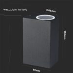 Μαύρο φωτιστικό τοίχου LED, διαστάσεις 150x92x68mm, σύγχρονος σχεδιασμός για εσωτερική χρήση.