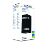 Εξωτερικό φωτιστικό τοίχου V-TAC VT-7662, μαύρο, διπλής δέσμης, IP44, συμβατό με λαμπτήρες LED GU10.