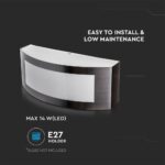 Φωτιστικό τοίχου E27 χωρίς λαμπτήρες, έως 14W LED, ανοξείδωτο, εύκολη τοποθέτηση, χαμηλή συντήρηση.