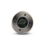 Εξωτερικό σποτ φωτισμού LED, IP67, ασημί ανοξείδωτο ατσάλι, ιδανικό για τοποθέτηση σε δάπεδο, ανθεκτικό στη σκόνη και το νερό.