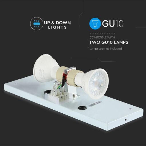 Φωτιστικό Τοίχου 2xGU10 Τετράγωνο V-TAC Λευκό IP44 – 7543