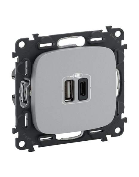 VALENA ALLURE ΠΡ 2ΧUSB ΦΟΡΤ A&C 3000MA ALUM LEGRAND – 754967