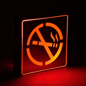 GloboStar® SENSATI 75652 Φωτιστικό Τοίχου Ένδειξης NO SMOKING LED 1W AC 220-240V IP20 – Σώμα Αλουμινίου – Μ11 x Π11 x Υ3cm – Κόκκινο