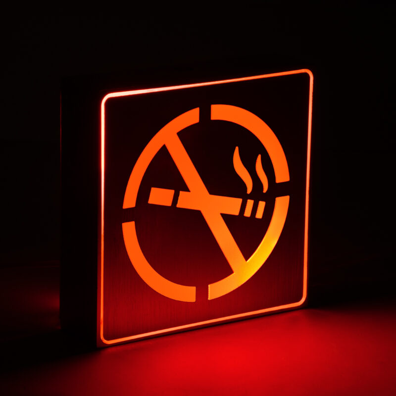 GloboStar® SENSATI 75652 Φωτιστικό Τοίχου Ένδειξης NO SMOKING LED 1W AC 220-240V IP20 – Σώμα Αλουμινίου – Μ11 x Π11 x Υ3cm – Κόκκινο