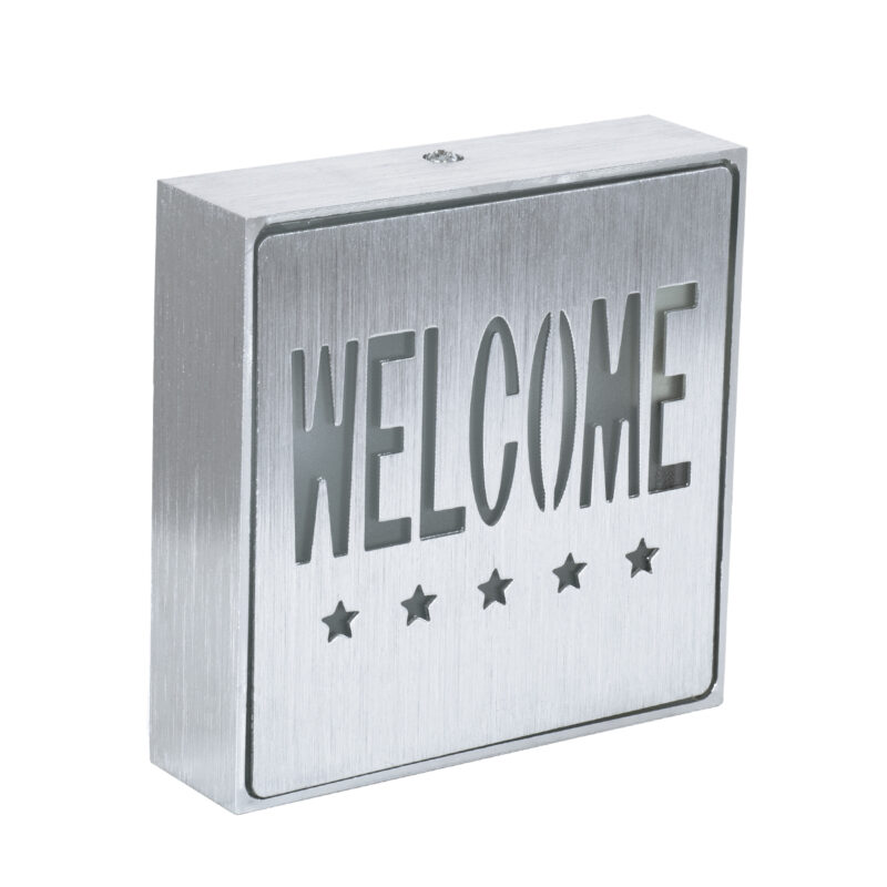 GloboStar® SENSATI 75658 Φωτιστικό Τοίχου Ένδειξης WELCOME 5 STARS LED 1W AC 220-240V IP20 – Σώμα Αλουμινίου – Μ11 x Π11 x Υ3cm – Πράσινο