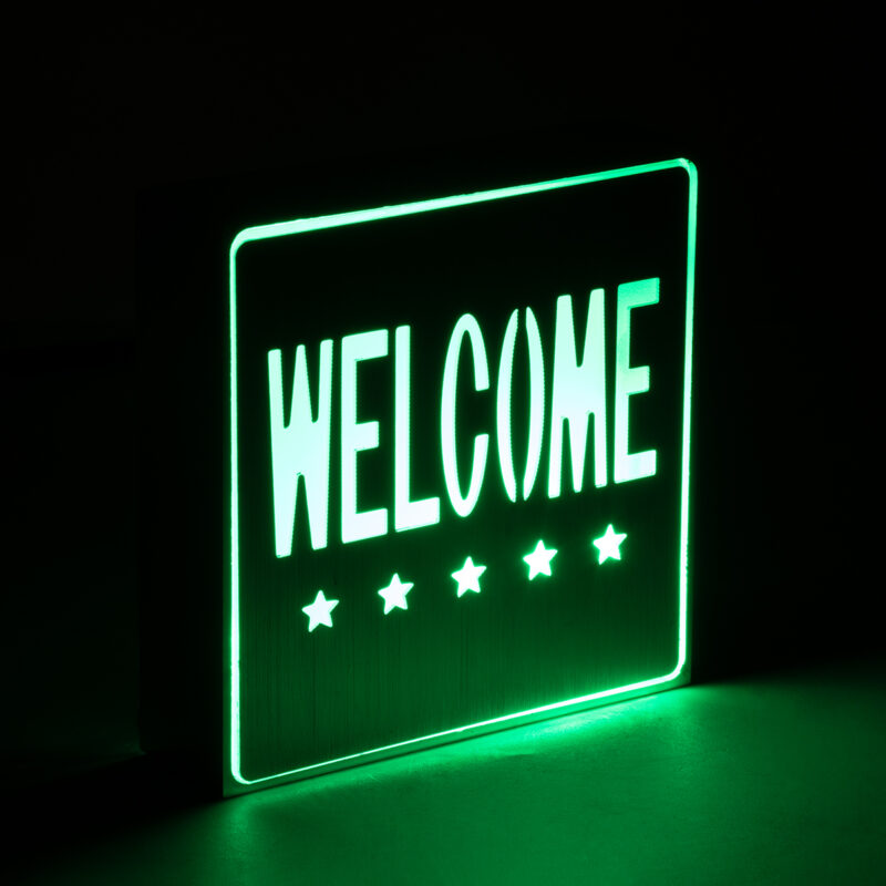 GloboStar® SENSATI 75658 Φωτιστικό Τοίχου Ένδειξης WELCOME 5 STARS LED 1W AC 220-240V IP20 – Σώμα Αλουμινίου – Μ11 x Π11 x Υ3cm – Πράσινο