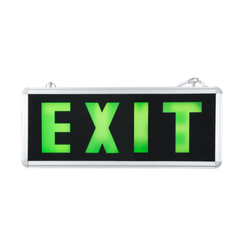 GloboStar® 75663 Κρεμαστό Φωτιστικό Ένδειξης EXIT LED 1W AC 220-240V Μονής Όψης με Επαναφορτιζόμενη Μπαταρία 350mAh – 120 Λεπτά Αυτονομία – IP20 – Σώμα Αλουμινίου – Μ35 x Π14 x Υ3.3cm – Πράσινο