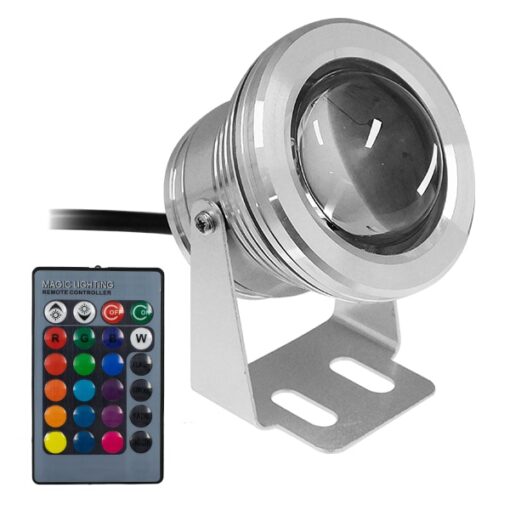 GloboStar® 75592 Προβολέας LED Κήπου 10W 12V 500lm 35° Αδιάβροχο IP68 με Ασύρματο Χειριστήριο RGB