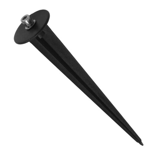 GloboStar® 75593 Universal Βάση Κήπου Αλουμινίου Καρφωτή – Δαπέδου για Φωτιστικά & Προβολάκια Κήπου Μαύρη