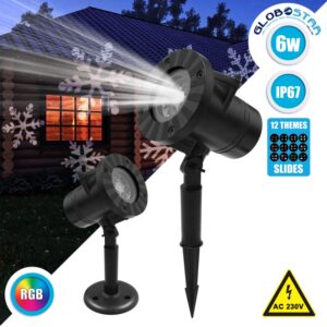 GloboStar® 75599 Προβολάκι Κήπου Καρφωτό – Δαπέδου Epistar LED 6W 300lm 60° AC 230V Αδιάβροχο IP67 RGB με 12 Διαφορετικά Σχέδια Φωτισμού