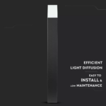 Επιδαπέδιο φωτιστικό κήπου GU10 IP54 Aluminum + PC με Μαύρο σώμα τετράγωνο 80cm V-TAC – 7565
