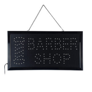 GloboStar® 75693 Φωτιστικό Ταμπέλα Φωτεινή Επιγραφή LED Σήμανσης BARBER SHOP 3W AC 230V με Διακόπτη On/Off Κόκκινο – Μπλε – Λευκό