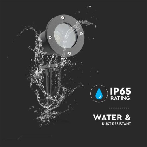 Φωτιστικό Κήπου GU10 Καρφί Μαύρο Αδιάβροχο IP65 Αλουμίνιο V-TAC – 7571