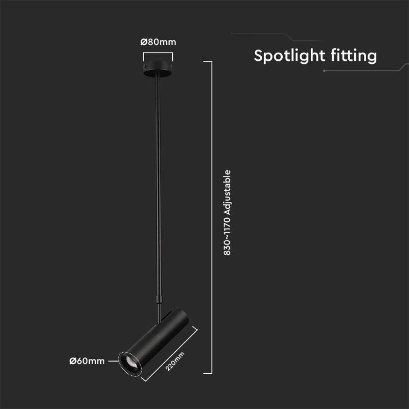 Φωτιστικό Οροφής GU10 V-TAC Μαύρο Ρυθμιζόμενο – 7573