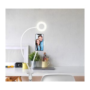 GloboStar® 75808 Professional Digital Ring Light Φ9cm LED SMD 10W 1000lm 180° DC 5V με Καλώδιο Τροφοδοσίας USB – Ενσωματωμένο Χειριστήριο Εναλλαγής Χρωμάτων & 1 Βάση Τηλεφώνου – CCT Θερμό Λευκό 3000K – Φυσικό Λευκό 4500K – Ψυχρό Λευκό 6000K Dimmable Λευκό