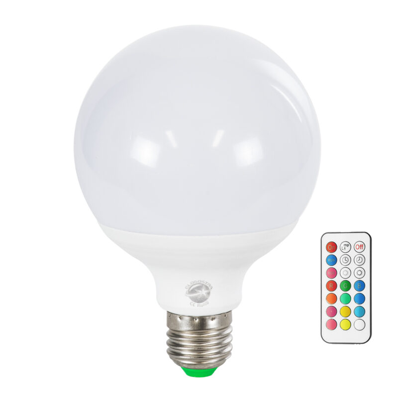 GloboStar® 76071 Λάμπα LED E27 G95 Γλόμπος 12W 780lm 260° AC 220-240V IP20 Φ9.5 x Υ14cm – Εναλλαγή Φωτισμού μέσω Τηλεχειριστηρίου – Πολύχρωμο RGB+WW – 2 Years Warranty