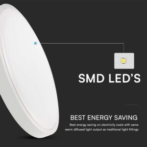 24W LED Πλαφονιέρα Στρογγυλή Φ30cm Λευκή SAMSUNG Chip 2500lm 3000K IP44 V-TAC – 76181-24