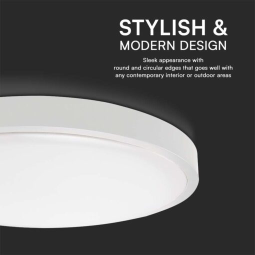 24W LED Πλαφονιέρα Στρογγυλή Φ30cm Λευκή SAMSUNG Chip 2500lm 6500K IP44 V-TAC – 76201-24