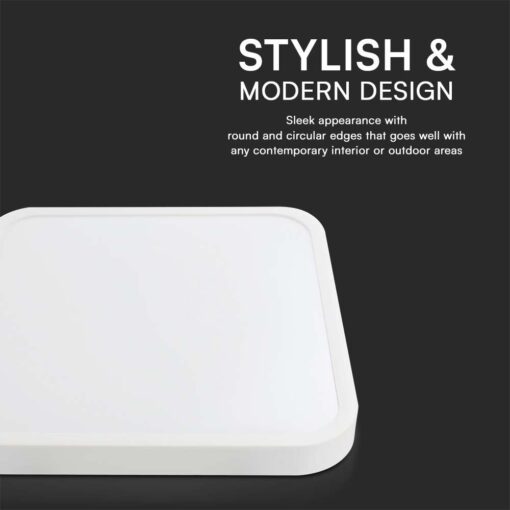 18W LED Πλαφονιέρα Τετράγωνη 25x25cm Λευκή SAMSUNG Chip 2500lm 6500K IP44 V-TAC – 76261-24