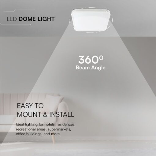 18W LED Πλαφονιέρα Τετράγωνη 25x25cm Λευκή SAMSUNG Chip 2500lm 6500K IP44 V-TAC – 76261-24