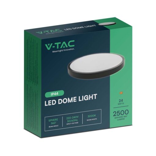 Πλαφονιέρα Οροφής LED 24W 6500K IP44 Μαύρου Χρώματος  V-TAC – 76381
