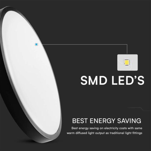LED Πλαφονιέρα Μαύρη Στρογγυλή Φ35 Samsung Chip 36W 6500K 3820lm IP44 V-TAC – 76411-24