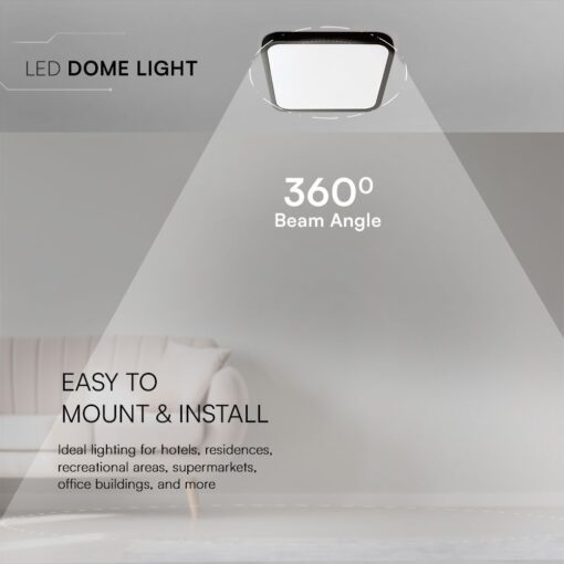18W LED Πλαφονιέρα Τετράγωνη 25x25cm Μαύρη SAMSUNG Chip 1830lm 3000K IP44 V-TAC – 76421-24