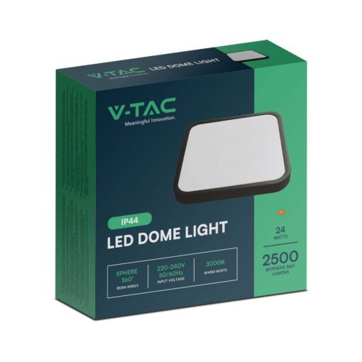 Πλαφονιέρα Οροφής LED 24W SMD 6500K IP44 Μαύρου Χρώματος V-TAC – 76471