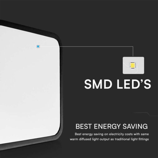 Πλαφονιέρα Οροφής LED 24W SMD 6500K IP44 Μαύρου Χρώματος V-TAC – 76471