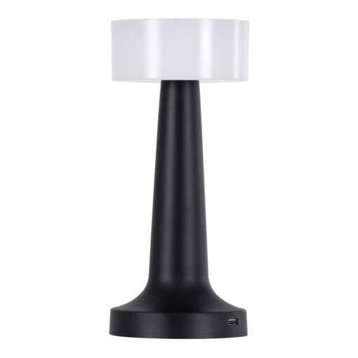 GloboStar® NANNA 76472 Μοντέρνο Επιτραπέζιο Φωτιστικό Πορτατίφ LED 1.5W 105lm 120° DC 5V Επαναφορτιζόμενο με Μπαταρία Li-ion 1800mAh – Διακόπτη Αφής με 3 Εναλλαγές Φωτισμού CCT Θερμό – Φυσικό – Ψυχρό 1500K – 4500K – 6000K Dimmable – D9 x 21cm – Μαύρο
