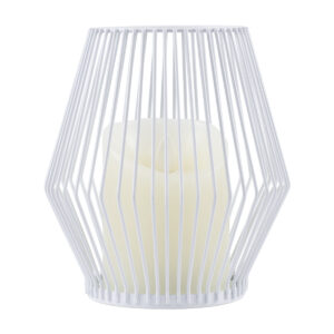 GloboStar® CANDLE 76488 Διακοσμητικό Realistic Κερί με LED Εφέ Κινούμενης Φλόγας – Μπαταρίας 2 x AA (Δεν Συμπεριλαμβάνονται) & Ασύρματο Χειριστήριο IR Θερμό Λευκό 2700K Dimmable Λευκό Φ14 x Υ16cm