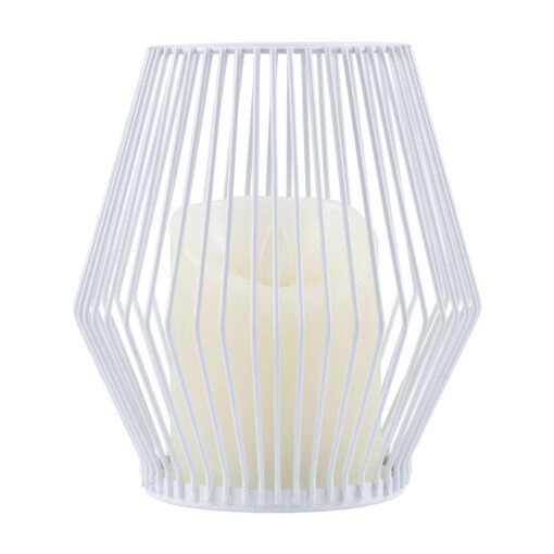 GloboStar® CANDLE 76488 Διακοσμητικό Realistic Κερί με LED Εφέ Κινούμενης Φλόγας – Μπαταρίας 2 x AA (Δεν Συμπεριλαμβάνονται) & Ασύρματο Χειριστήριο IR Θερμό Λευκό 2700K Dimmable Λευκό Φ14 x Υ16cm