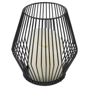 GloboStar® CANDLE 76493 Διακοσμητικό Realistic Κερί με LED Εφέ Κινούμενης Φλόγας – Μπαταρίας 2 x AA (Δεν Συμπεριλαμβάνονται) & Ασύρματο Χειριστήριο IR Θερμό Λευκό 2700K Dimmable Μαύρο Φ14 x Υ16cm