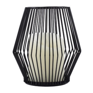 GloboStar® CANDLE 76493 Διακοσμητικό Realistic Κερί με LED Εφέ Κινούμενης Φλόγας – Μπαταρίας 2 x AA (Δεν Συμπεριλαμβάνονται) & Ασύρματο Χειριστήριο IR Θερμό Λευκό 2700K Dimmable Μαύρο Φ14 x Υ16cm