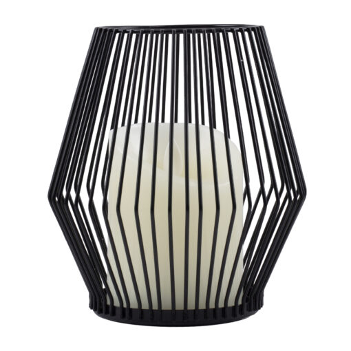 GloboStar® CANDLE 76493 Διακοσμητικό Realistic Κερί με LED Εφέ Κινούμενης Φλόγας – Μπαταρίας 2 x AA (Δεν Συμπεριλαμβάνονται) & Ασύρματο Χειριστήριο IR Θερμό Λευκό 2700K Dimmable Μαύρο Φ14 x Υ16cm