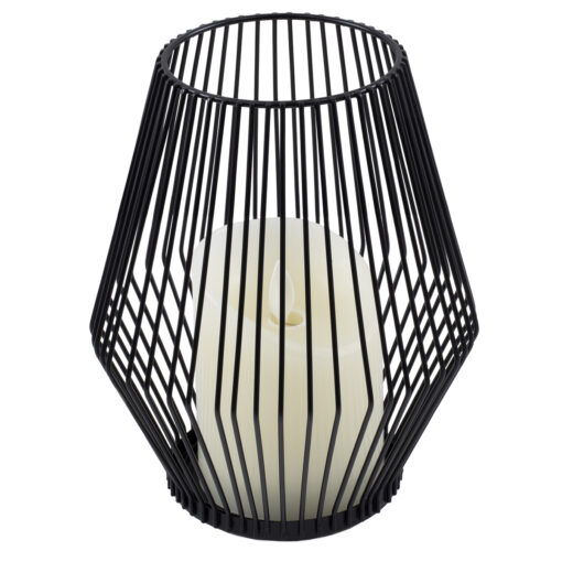 GloboStar® CANDLE 76494 Διακοσμητικό Realistic Κερί με LED Εφέ Κινούμενης Φλόγας – Μπαταρίας 2 x AA (Δεν Συμπεριλαμβάνονται) & Ασύρματο Χειριστήριο IR Θερμό Λευκό 2700K Dimmable Μαύρο Φ16 x Υ18cm