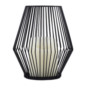 GloboStar® CANDLE 76494 Διακοσμητικό Realistic Κερί με LED Εφέ Κινούμενης Φλόγας – Μπαταρίας 2 x AA (Δεν Συμπεριλαμβάνονται) & Ασύρματο Χειριστήριο IR Θερμό Λευκό 2700K Dimmable Μαύρο Φ16 x Υ18cm