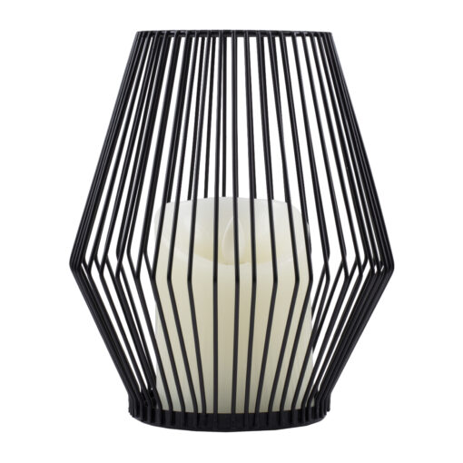 GloboStar® CANDLE 76494 Διακοσμητικό Realistic Κερί με LED Εφέ Κινούμενης Φλόγας – Μπαταρίας 2 x AA (Δεν Συμπεριλαμβάνονται) & Ασύρματο Χειριστήριο IR Θερμό Λευκό 2700K Dimmable Μαύρο Φ16 x Υ18cm