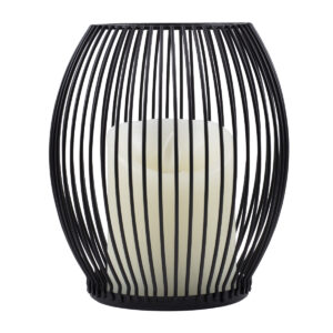 GloboStar® CANDLE 76495 Διακοσμητικό Realistic Κερί με LED Εφέ Κινούμενης Φλόγας – Μπαταρίας 2 x AA (Δεν Συμπεριλαμβάνονται) & Ασύρματο Χειριστήριο IR Θερμό Λευκό 2700K Dimmable Μαύρο Φ14 x Υ16cm